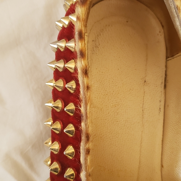 Christian Louboutin ROLLING SPIKES FLAT VELVET PONY JUNGLE Loafer size 40 - Picture 8 of 9